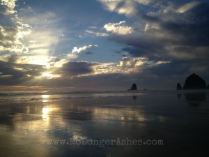 anticipating sunset at Cannon Beach, Oregon - Waiting to see God show up. #NoLongerAshes