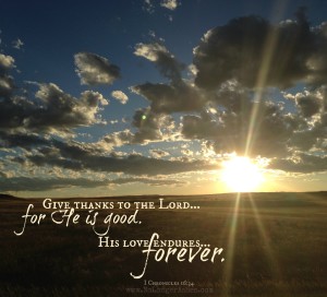 give thanks to the Lord for He is good. His love endures forever. #MyUglyHisBeautiful #NoLongerAshes