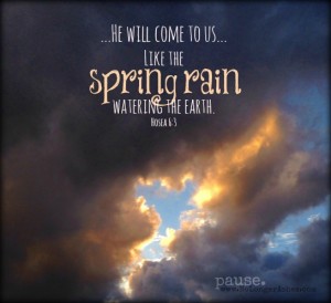 #21dayPAUSE challenge - He will come like the spring rain watering the earth. Hosea 6:3 #NoLongerAshes